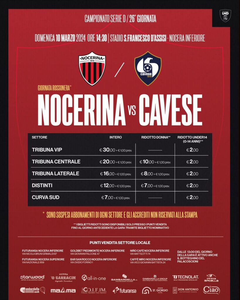 nocerina-cavese biglietti